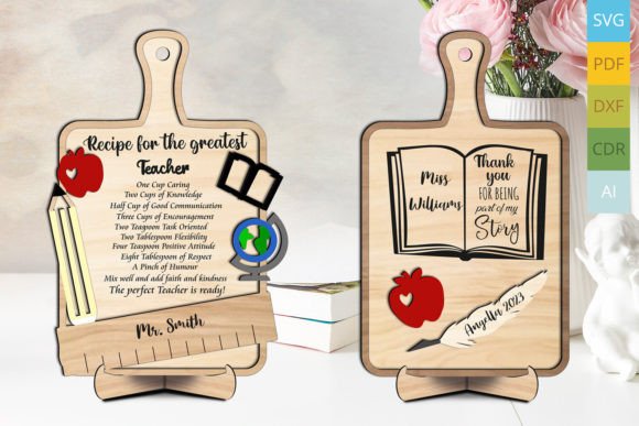 A Professional Review of the 2 Teacher Cutting Boards Recipe Embroidery Design